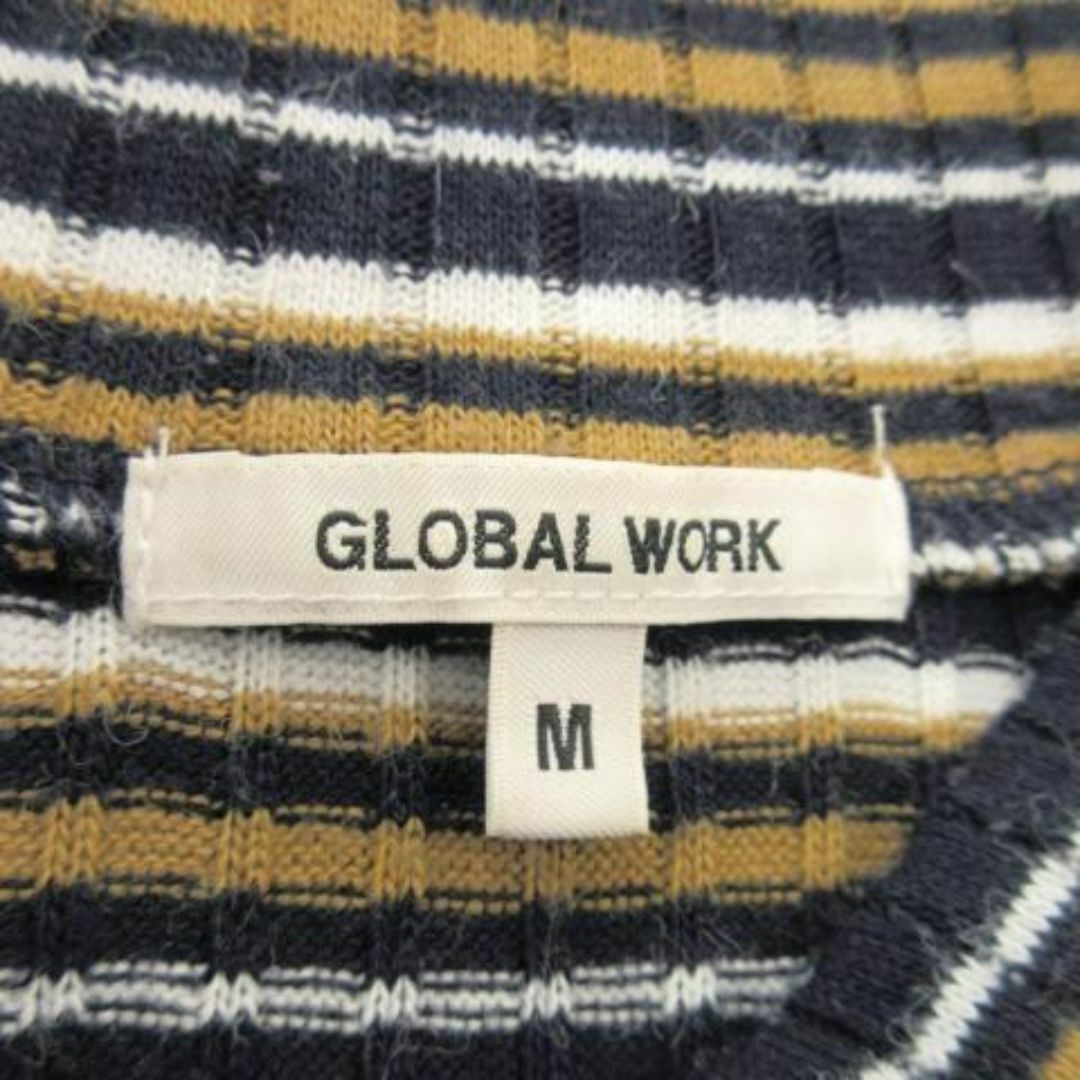 GLOBAL WORK(グローバルワーク)のグローバルワーク 長袖リブカットソー ボーダー M 紺 230628AO6A レディースのトップス(カットソー(長袖/七分))の商品写真