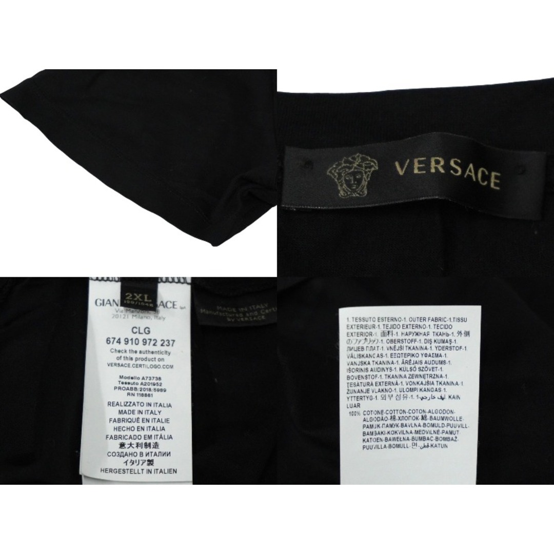 VERSACE(ヴェルサーチ)の極美品 VERSACE ヴェルサーチ メデューサ プリント 半袖Ｔシャツ ブラック ゴールド トップス A73738 サイズXXL 中古 61677 レディースのトップス(Tシャツ(半袖/袖なし))の商品写真