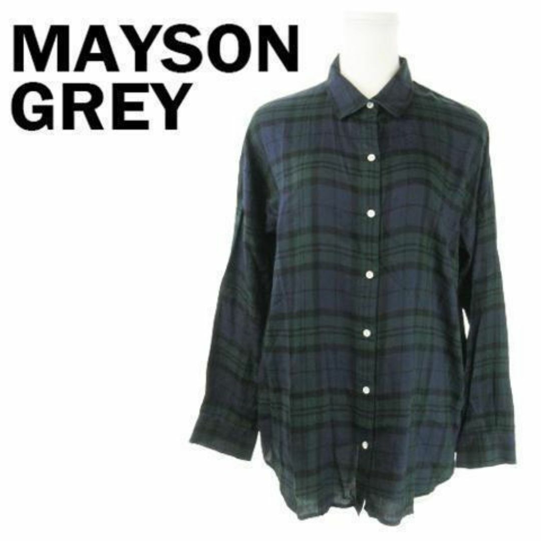 MAYSON GREY(メイソングレイ)のメイソングレイ 長袖オーバーサイズシャツ チェック 2 紺 230628AO7A レディースのトップス(シャツ/ブラウス(長袖/七分))の商品写真