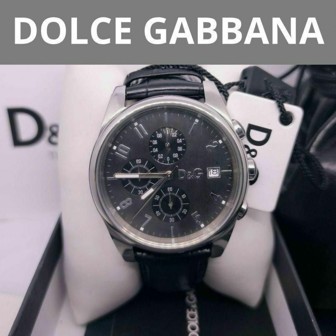 DOLCE&GABBANA(ドルチェアンドガッバーナ)のDOLCE&GABBANA　クロノグラフ　時計　ドルガバ　D&G　ブラック メンズの時計(レザーベルト)の商品写真