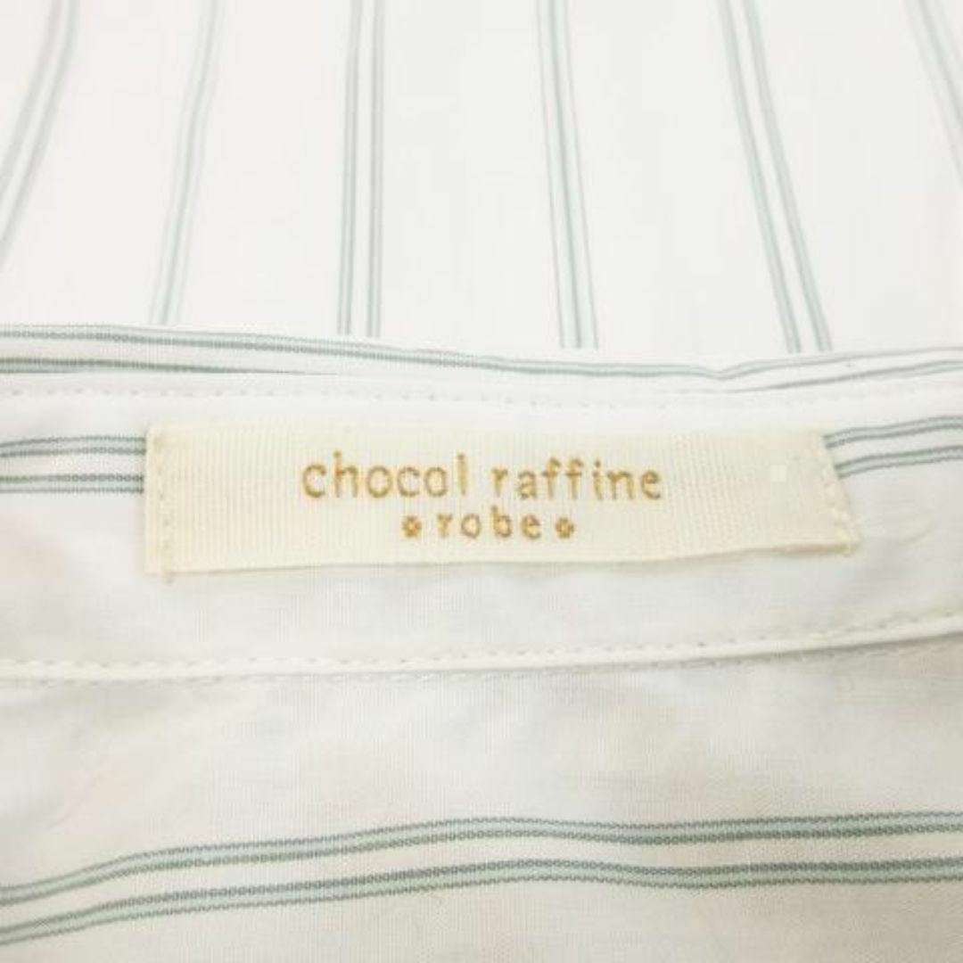 chocol raffine robe(ショコラフィネローブ)のショコラフィネローブ 七分袖シャツ ストライプ F 緑 230628CK1A レディースのトップス(シャツ/ブラウス(長袖/七分))の商品写真