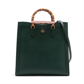 グッチ(Gucci)のグッチ ダイアナ レザー  グリーン レディース ハンドバッグ(ハンドバッグ)