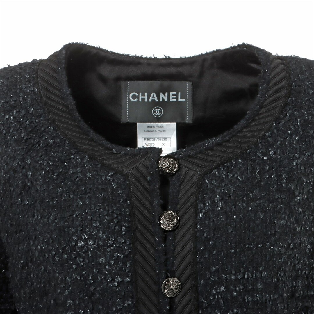 CHANEL(シャネル)のシャネル ココボタン ウール×ナイロン 36/38 ブラック レディース レディースのジャケット/アウター(その他)の商品写真