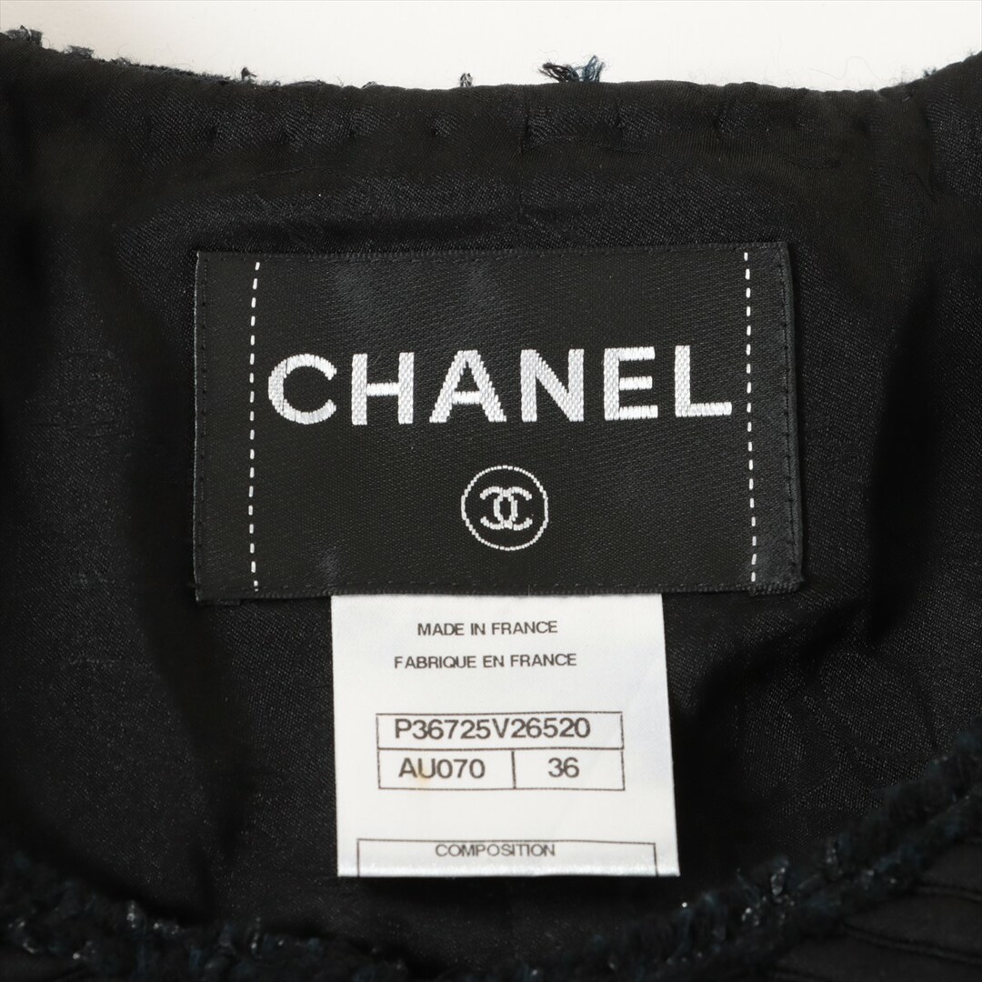 CHANEL(シャネル)のシャネル ココボタン ウール×ナイロン 36/38 ブラック レディース レディースのジャケット/アウター(その他)の商品写真