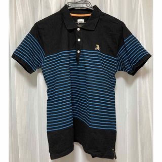 グラニフ(Design Tshirts Store graniph)のグラニフ　 半袖ポロシャツ　ブラック　黒　ボーダー　おしゃれ　カジュアル　メンズ(ポロシャツ)