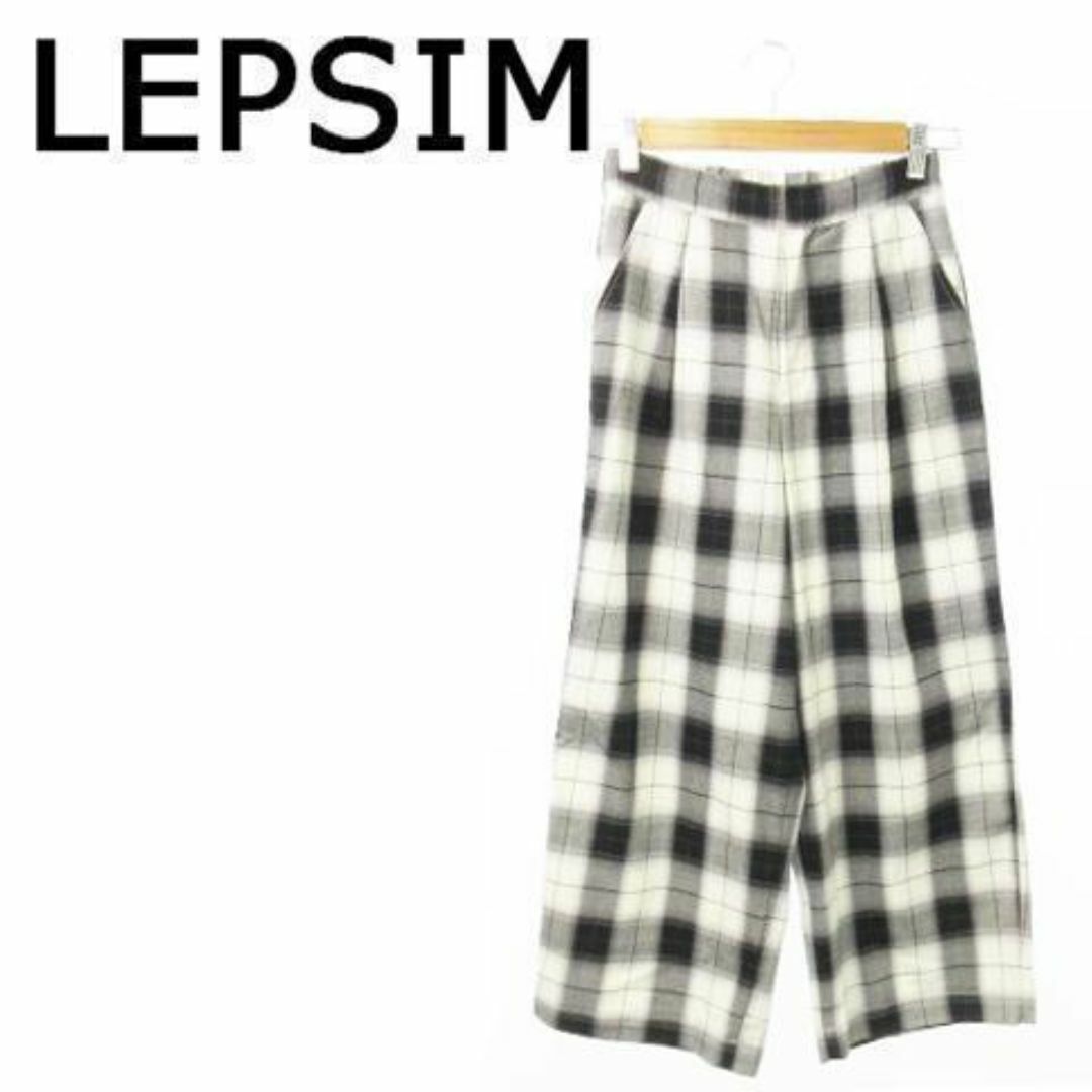 LEPSIM(レプシィム)のレプシィム チェック柄ワイドパンツ ウエストゴム S 黒 230630AO2A レディースのパンツ(カジュアルパンツ)の商品写真