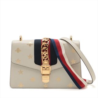 グッチ(Gucci)のグッチ ビー＆スター レザー  ホワイト レディース ショルダーバッグ(ショルダーバッグ)