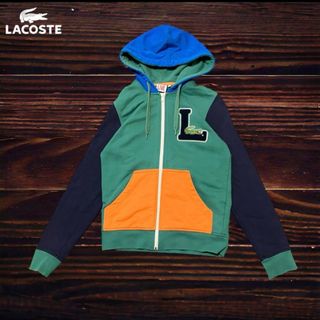 ラコステライブ(LACOSTE L!VE)のレア　ラコステライブ　パーカー　フルジップ　刺繍ワッペン　マルチカラー(パーカー)