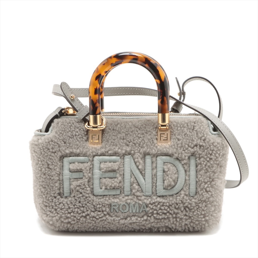 FENDI(フェンディ)のフェンディ バイザウェイミニ ムートン×レザー  グレー ユニセックス ハ レディースのバッグ(ハンドバッグ)の商品写真