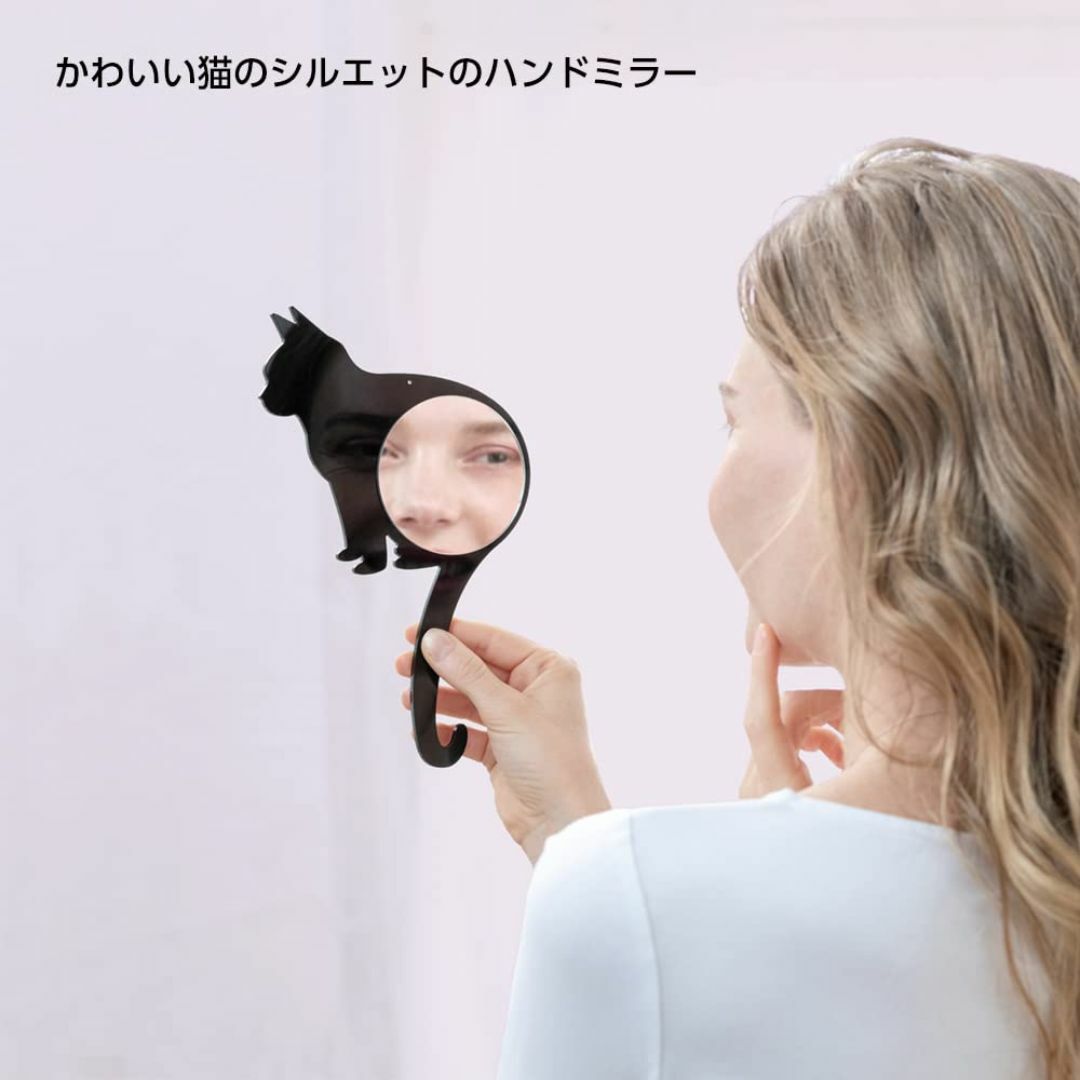 【色: BK】HORIUCHI MIRROR ネコ 壁掛けミラー ブラック アク インテリア/住まい/日用品のインテリア小物(壁掛けミラー)の商品写真