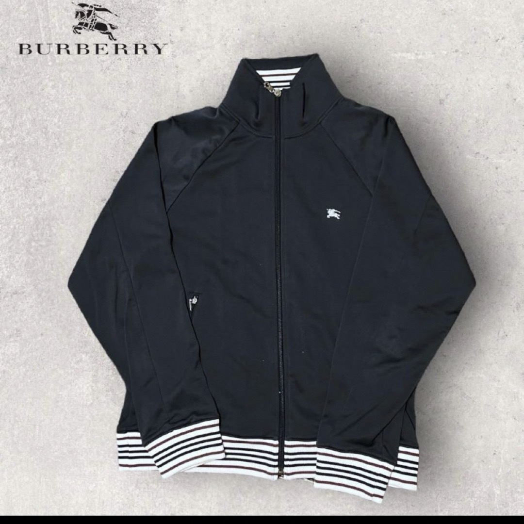 BURBERRY(バーバリー)のバーバリーブラックレーベル　トラックジャケット　ブラック　古着 メンズのトップス(ジャージ)の商品写真