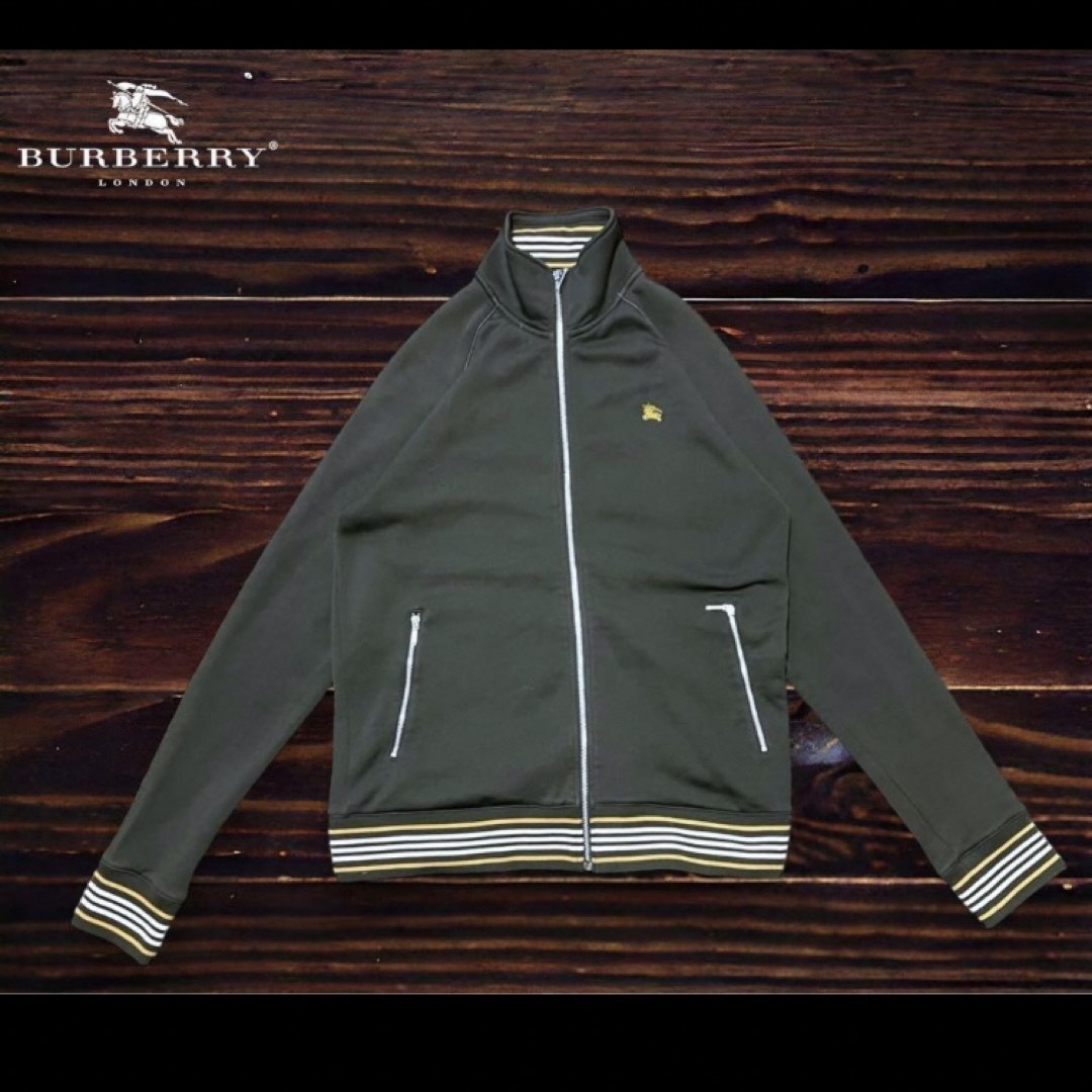 BURBERRY(バーバリー)のバーバリーブラックレーベル　トラックジャケット　カーキ　メンズ　古着 メンズのトップス(ジャージ)の商品写真