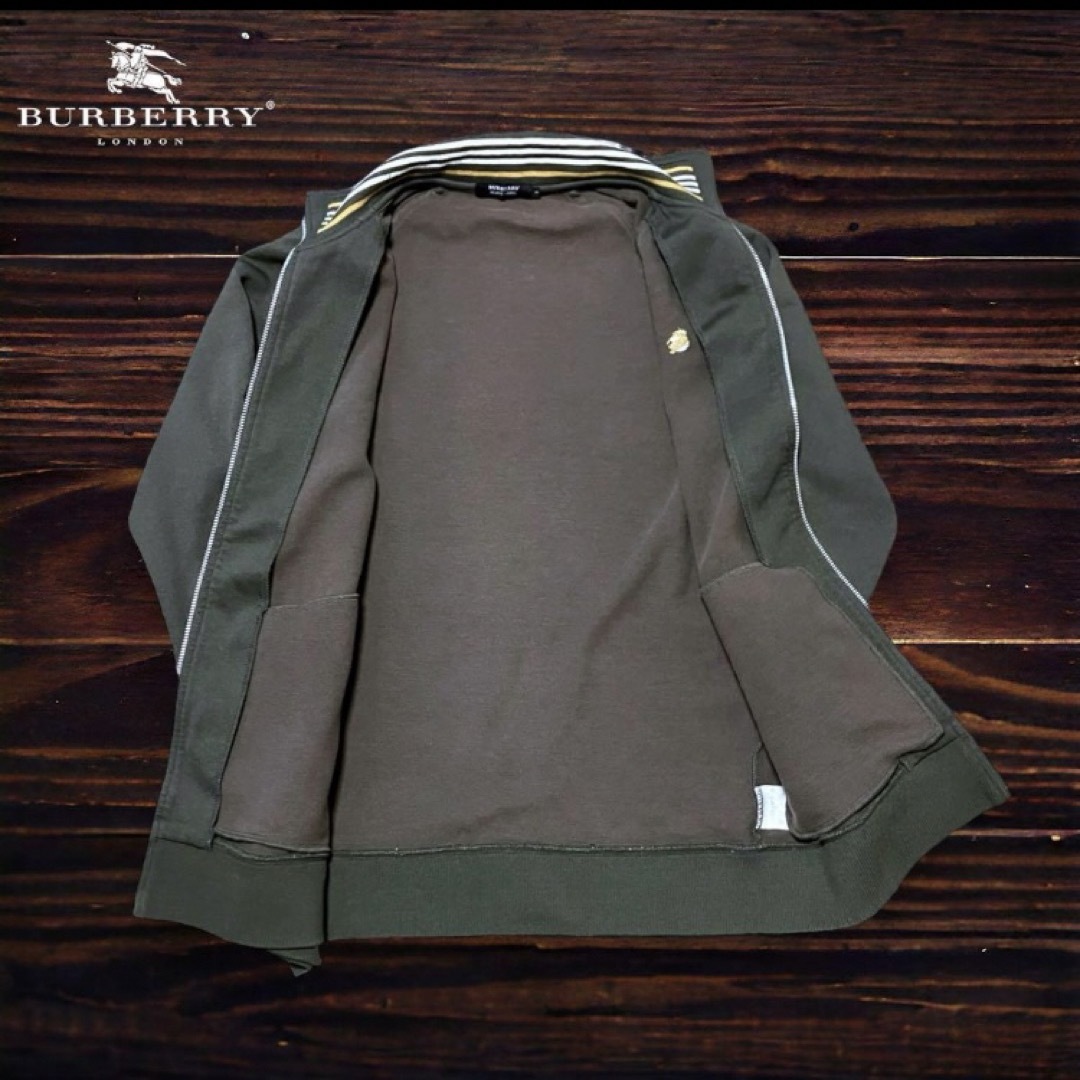 BURBERRY(バーバリー)のバーバリーブラックレーベル　トラックジャケット　カーキ　メンズ　古着 メンズのトップス(ジャージ)の商品写真