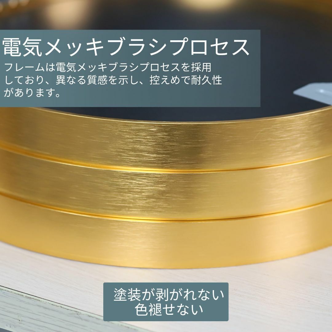 【色: ゴールド】鏡 壁掛けミラー 丸鏡 円形ミラー バスルームミラー ウォール インテリア/住まい/日用品のインテリア小物(壁掛けミラー)の商品写真