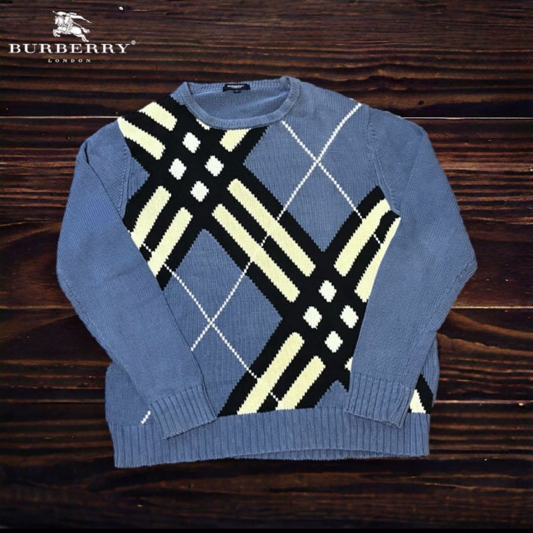 BURBERRY(バーバリー)のバーバリー　ロンドン　デザインニット　メンズ　お洒落　古着 メンズのトップス(ニット/セーター)の商品写真