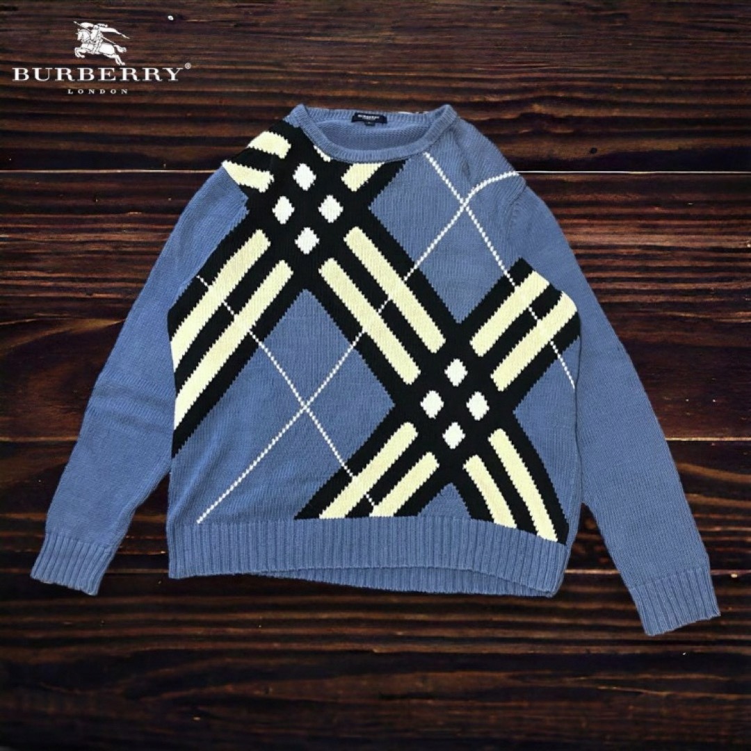 BURBERRY(バーバリー)のバーバリー　ロンドン　デザインニット　メンズ　お洒落　古着 メンズのトップス(ニット/セーター)の商品写真