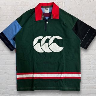 美品【Canterbury】クレイジーパターン ラガーシャツ マルチカラー