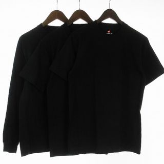 ヘインズ(Hanes)のヘインズ BEEFY Tシャツ 3点セット 半袖 長袖 コットン ブラック S(Tシャツ/カットソー(七分/長袖))