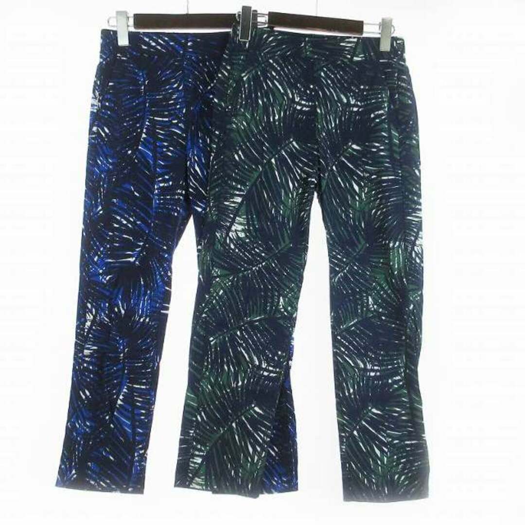 ドゥクラッセ 2点セット パンツ ストレッチ 総柄 青 緑 7 S位 ■SM1 レディースのパンツ(その他)の商品写真