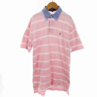 ポロラルフローレン(POLO RALPH LAUREN)のポロ バイ ラルフローレン ポロシャツ 半袖 鹿の子 ボーダー ピンク 170(Tシャツ/カットソー)