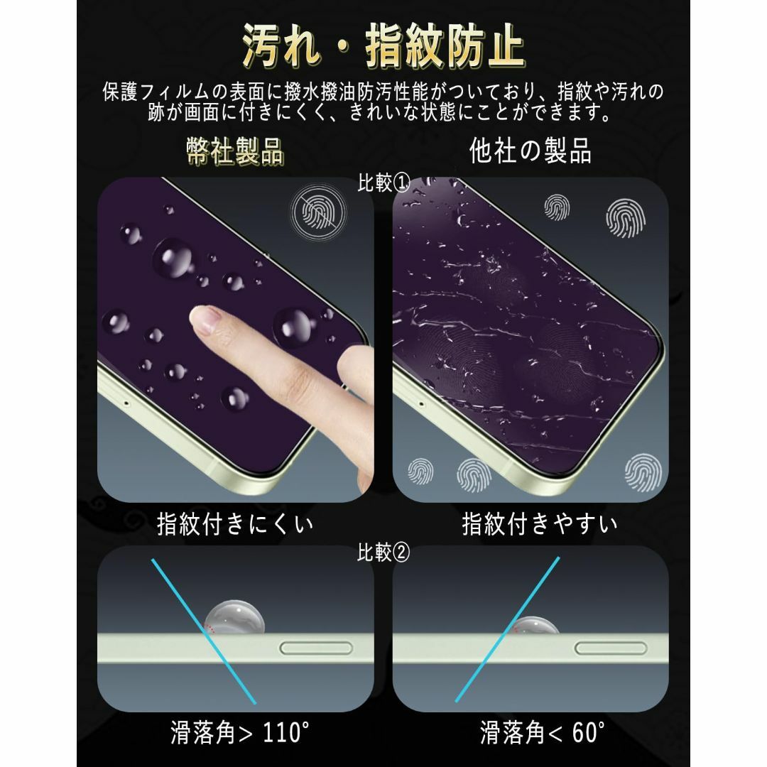 【ブルーライトカット】iPhone 15 ガラスフィルム iPhone 15 強 スマホ/家電/カメラのスマホアクセサリー(その他)の商品写真