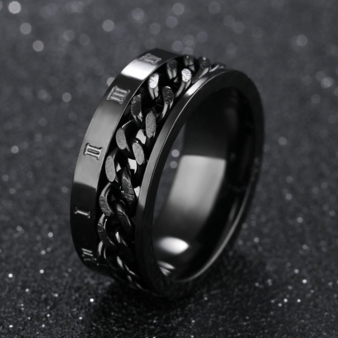 A214 リング ブラック 指輪 ステンレス メンズ レディース 8mm メンズのアクセサリー(リング(指輪))の商品写真