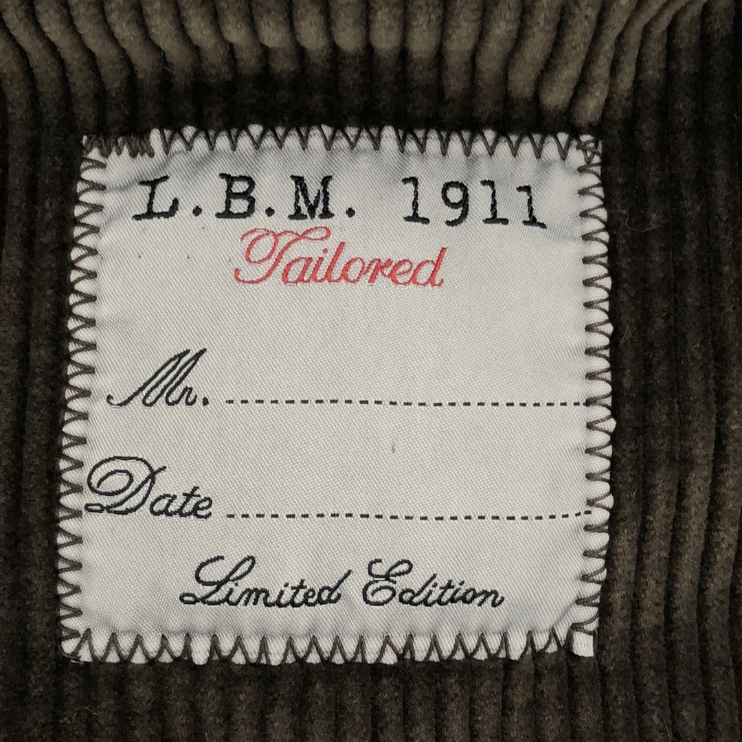 L.B.M.1911 エルビーエム1911 コーデュロイテーラードジャケット チャコール系 48 メンズのジャケット/アウター(テーラードジャケット)の商品写真
