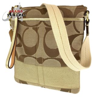 コーチ(COACH)のCOACH コーチ シグネチャー ベージュ ブラウン 茶 キャンバス 10129 ショルダーバッグ 斜め掛け レディース 405421 【中古】(ショルダーバッグ)