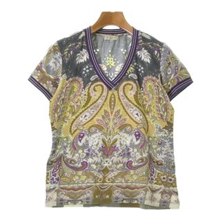 エトロ(ETRO)のETRO Tシャツ・カットソー 44(L位) カーキ系x紫x黄等(ペイズリー) 【古着】【中古】(カットソー(半袖/袖なし))