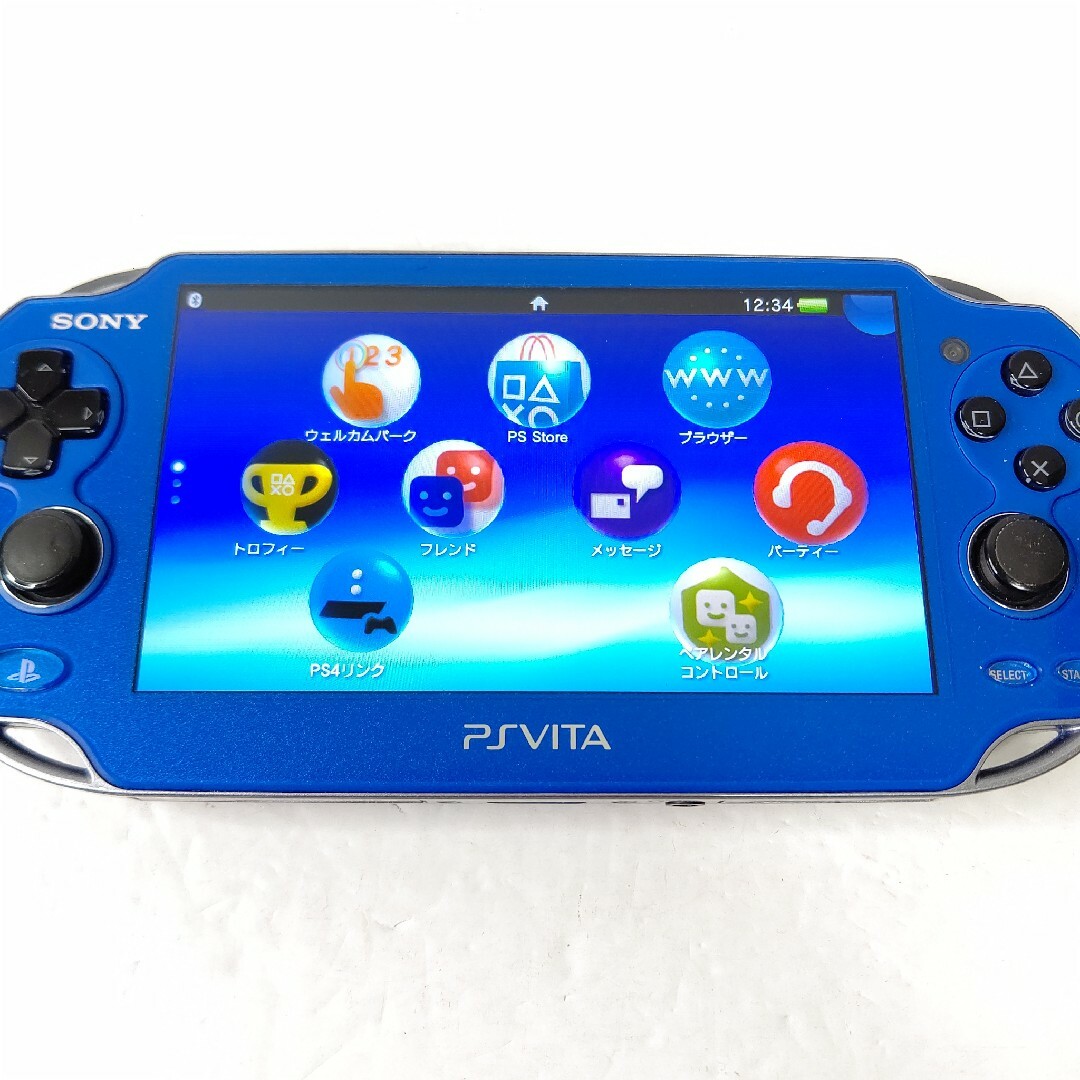 PlayStation Vita(プレイステーションヴィータ)のソニー　PSvita pch1000 サファイアブルー　画面極美品　ゲーム機 エンタメ/ホビーのゲームソフト/ゲーム機本体(携帯用ゲーム機本体)の商品写真