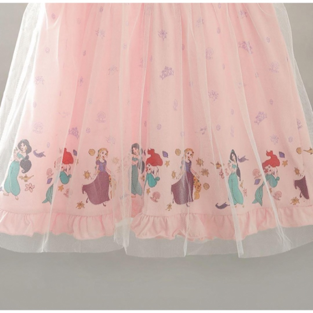 女の子可愛いドレス　ガールズスカート　キッズワンピース  130ピンク キッズ/ベビー/マタニティのキッズ服女の子用(90cm~)(ワンピース)の商品写真