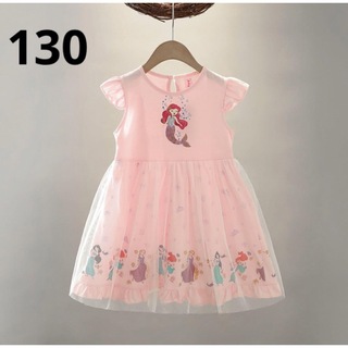 女の子可愛いドレス　ガールズスカート　キッズワンピース  130ピンク(ワンピース)