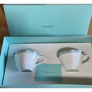 ティファニー(Tiffany & Co.)のティファニー　カップソーサー　ペア　プラチナブルーバンド　新品未使用(グラス/カップ)