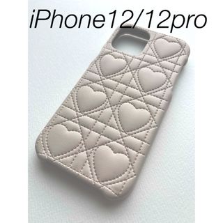 iPhone12/12proハートキルティングホワイトiphone12プロケース