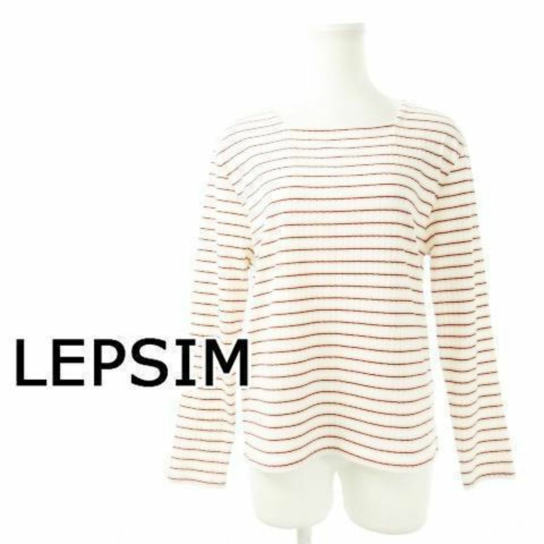 LEPSIM(レプシィム)のレプシィム トタンリブ ボーダーカットソー M 赤 230727CK12A レディースのトップス(カットソー(長袖/七分))の商品写真