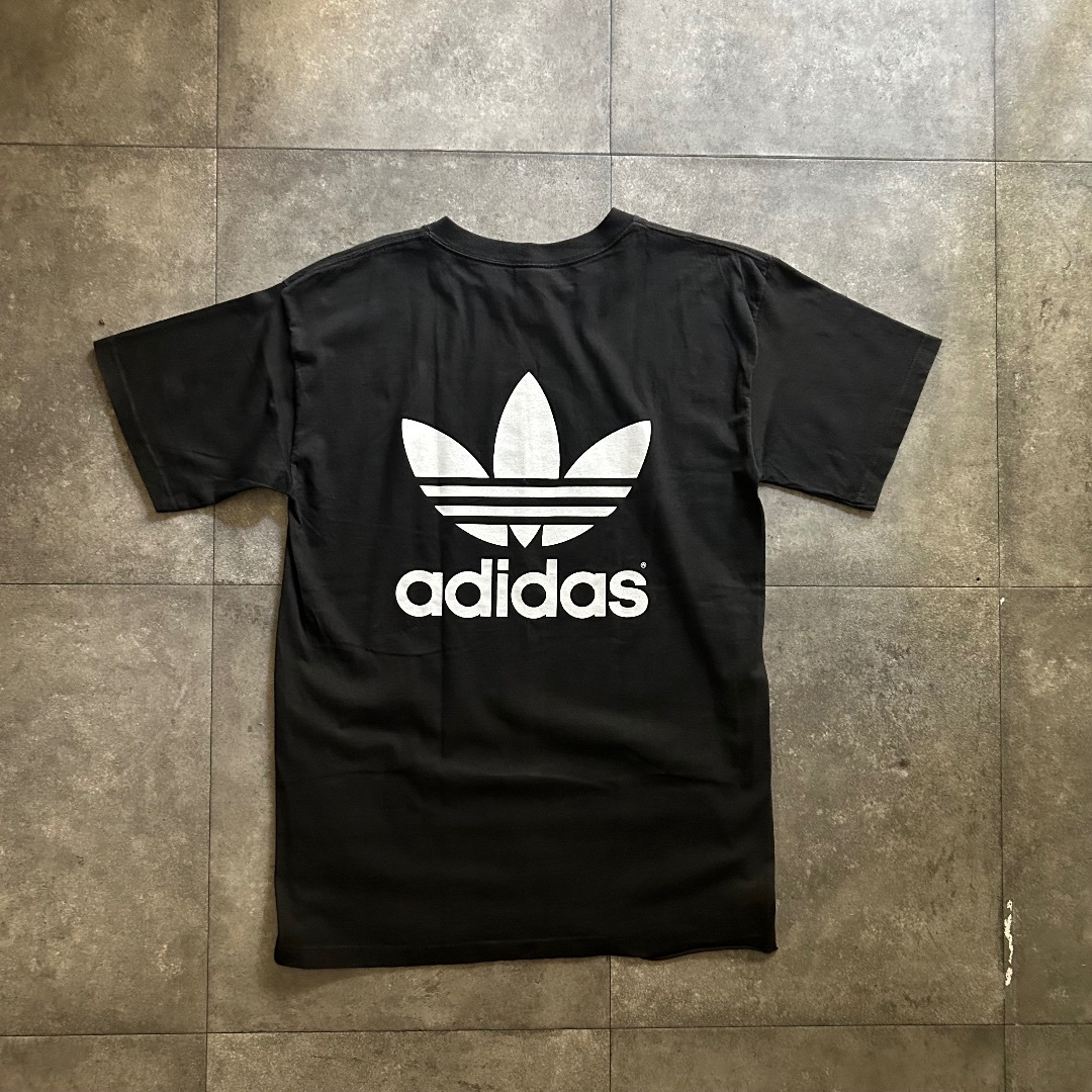 adidas(アディダス)の90s アディダス tシャツ USA製 ブラック M ビックトレフォイル 両面 メンズのトップス(Tシャツ/カットソー(半袖/袖なし))の商品写真