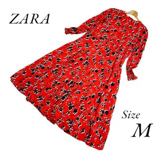 ザラ(ZARA)の☆ZARA　長袖シャツワンピース　花柄　田中みな実さん着用　ノーカラー　総柄(ロングワンピース/マキシワンピース)