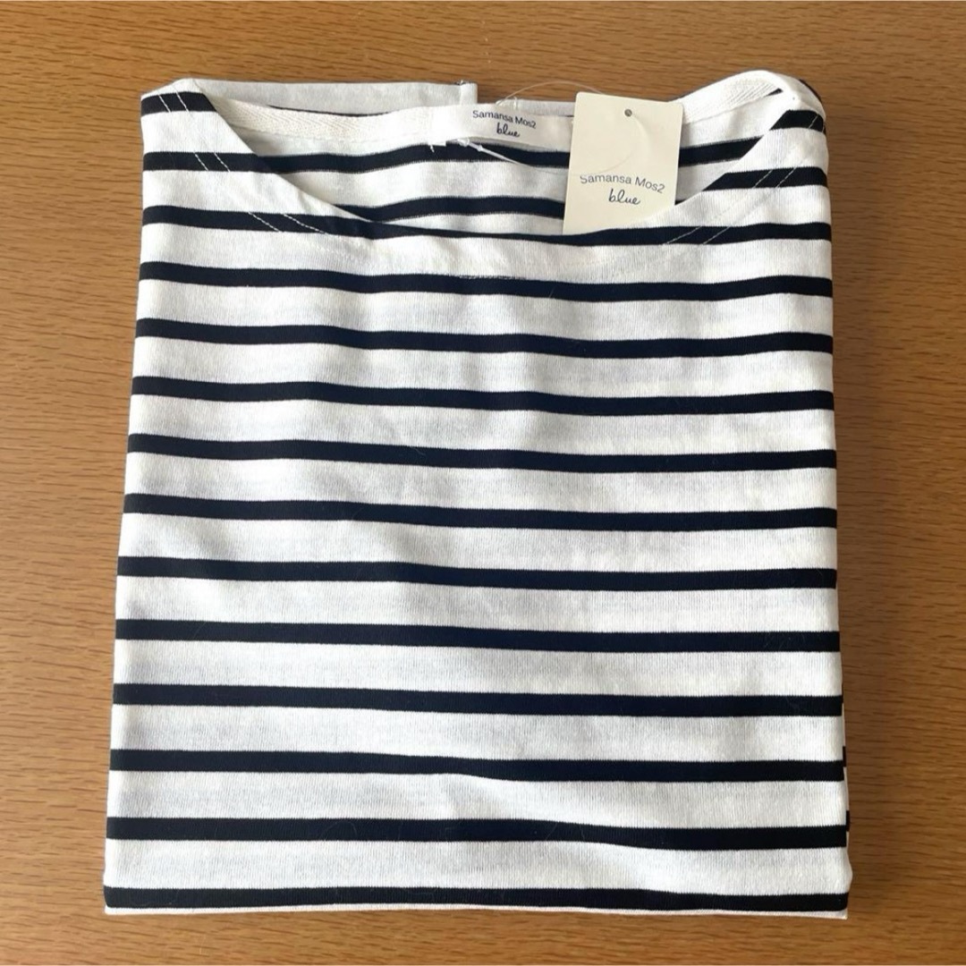 SM2(サマンサモスモス)のSM2 blue ボーダーロンT オフホワイト　タグ付き　新品未使用 レディースのトップス(Tシャツ(長袖/七分))の商品写真