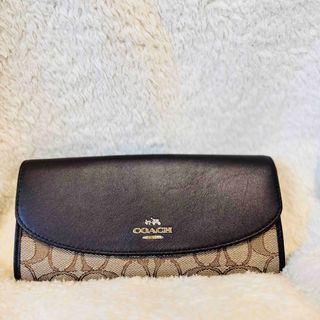 コーチ(COACH)のCOACH コーチ レディース長財布シグネイチャー柄美品 レザー(財布)