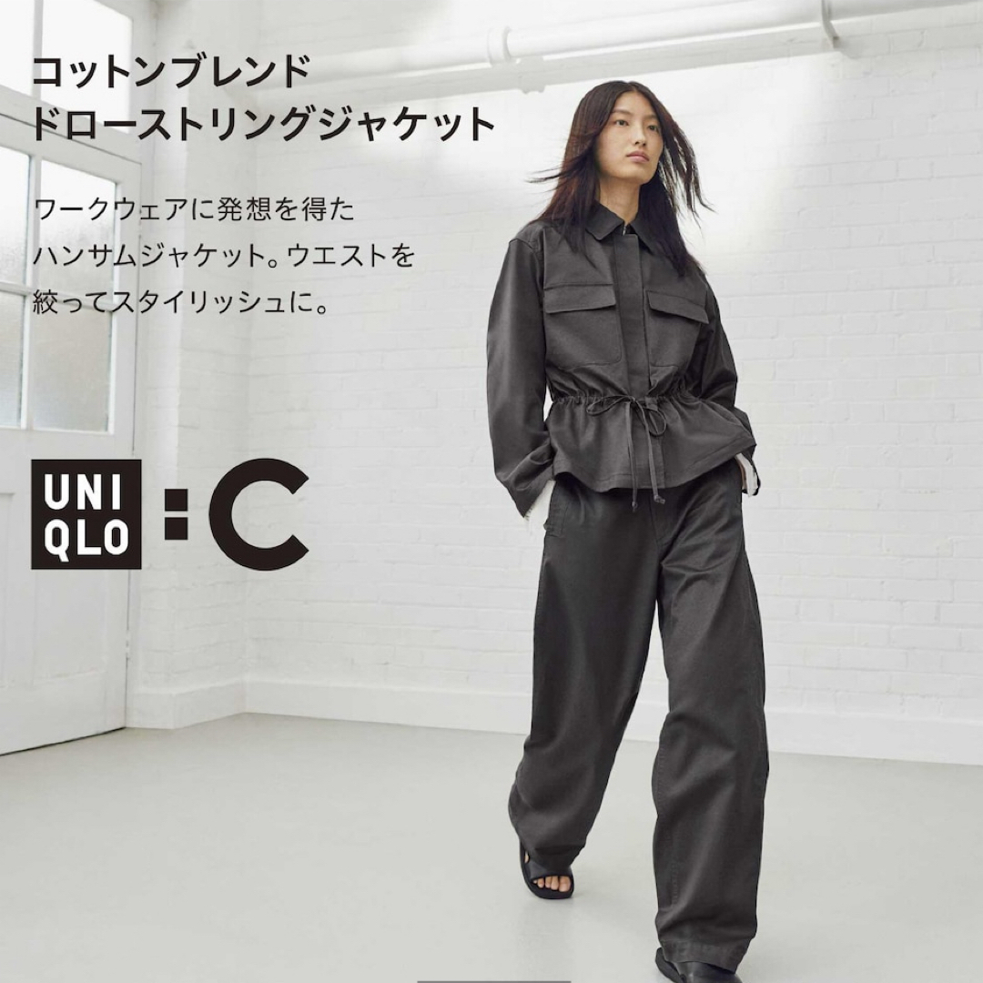 UNIQLO(ユニクロ)のUNIQLO コットンブレンドドローストリングジャケット レディースのジャケット/アウター(ミリタリージャケット)の商品写真