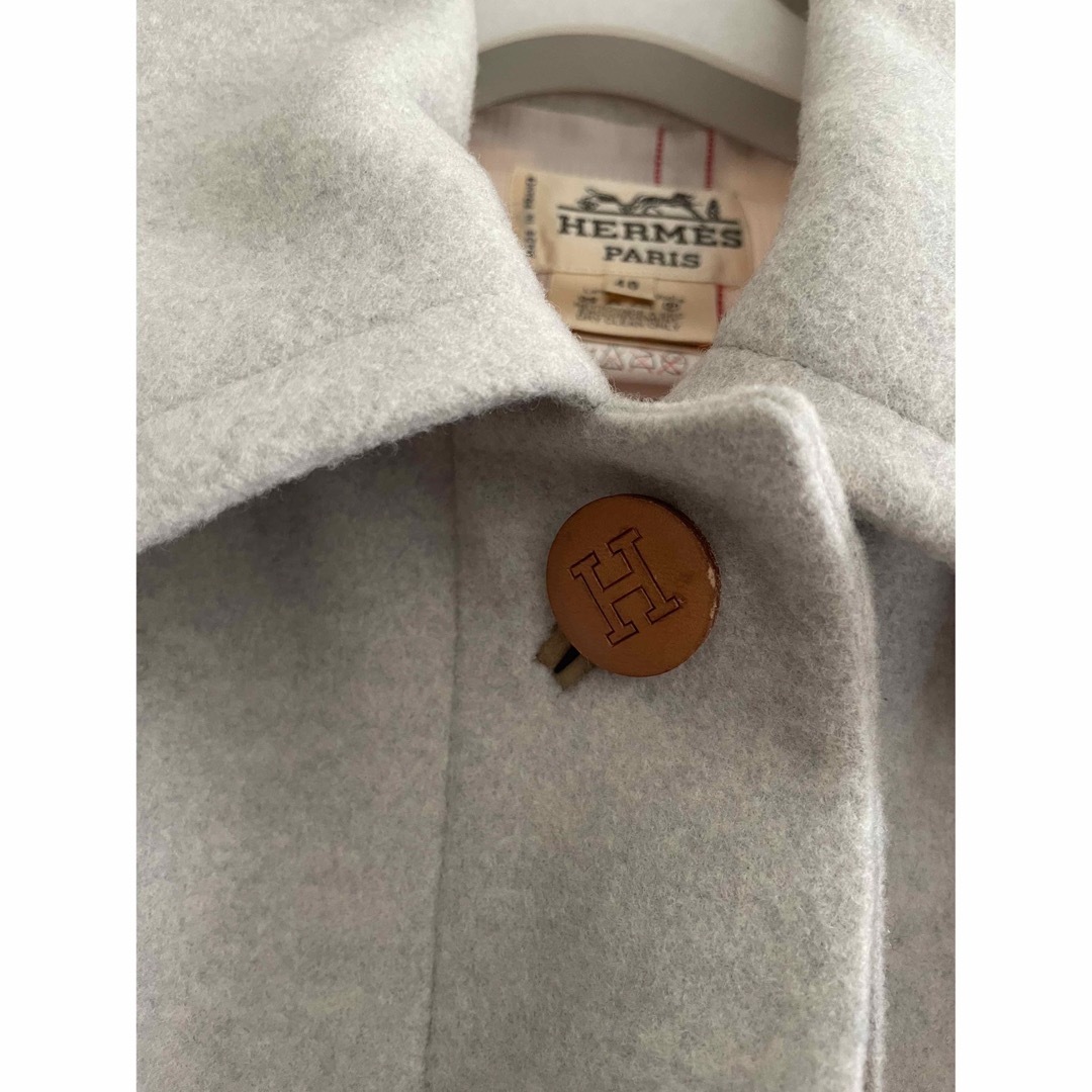 Hermes(エルメス)の美品　HERMES コート　ステンカラー　ロングコート  グレー レディースのジャケット/アウター(ロングコート)の商品写真