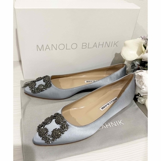 MANOLO BLAHNIK - ◆新品未使用正規品◆マノロブラニク　ハンギシフラット　ライトブルー　36