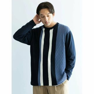 【ネイビー】スイッチングニットロングスリーブTEE/24SS