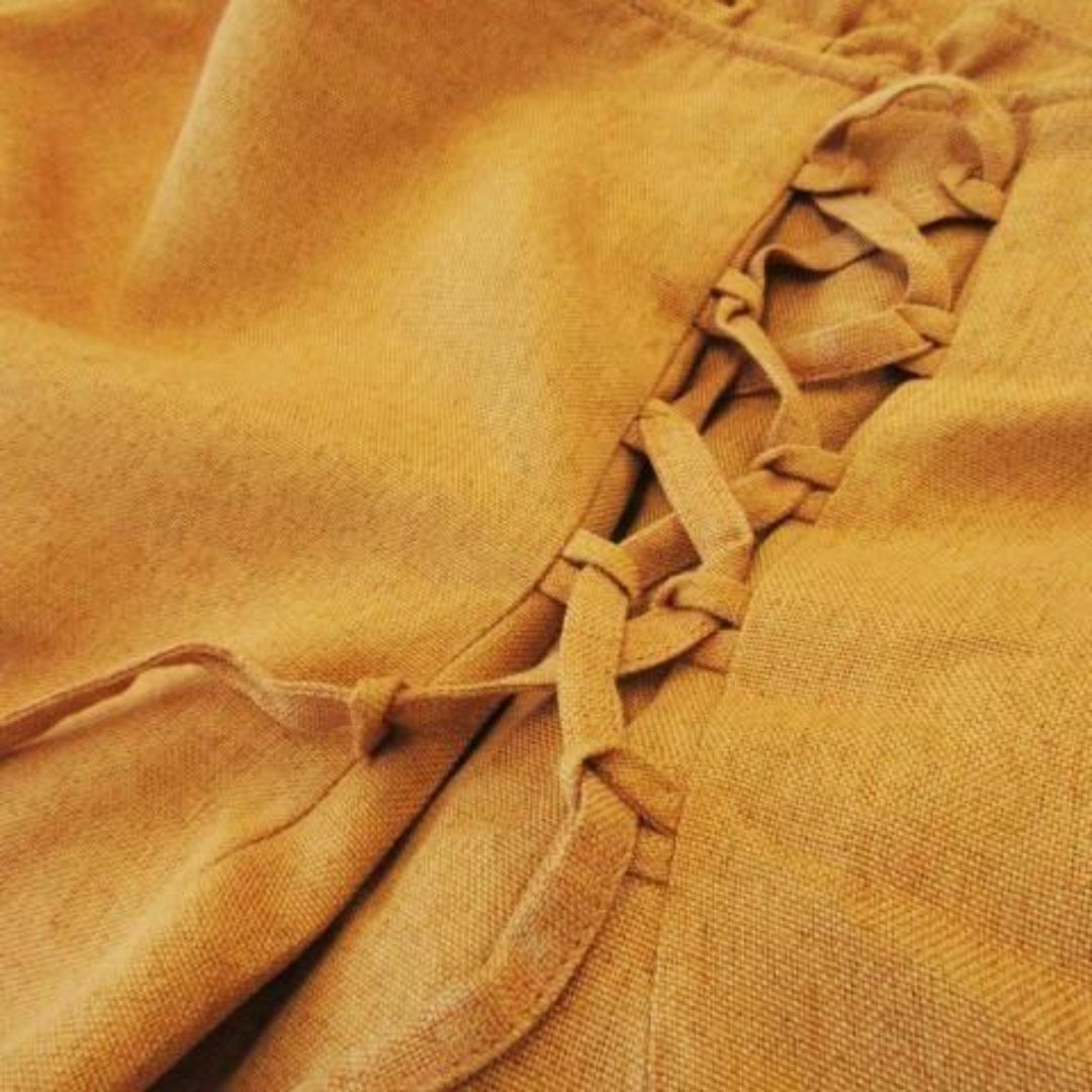 エンネア サイドレースアップ裾フリンジフレアSK 44 黄230829CK22A レディースのスカート(ロングスカート)の商品写真