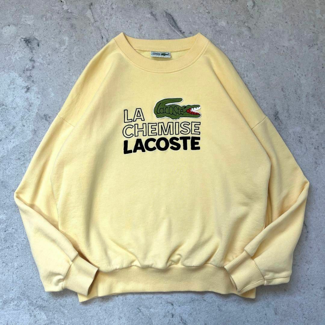 LACOSTE(ラコステ)の【90s オールドラコステ】刺繍ビッグロゴ ドロップショルダー スウェット 黄色 メンズのトップス(スウェット)の商品写真