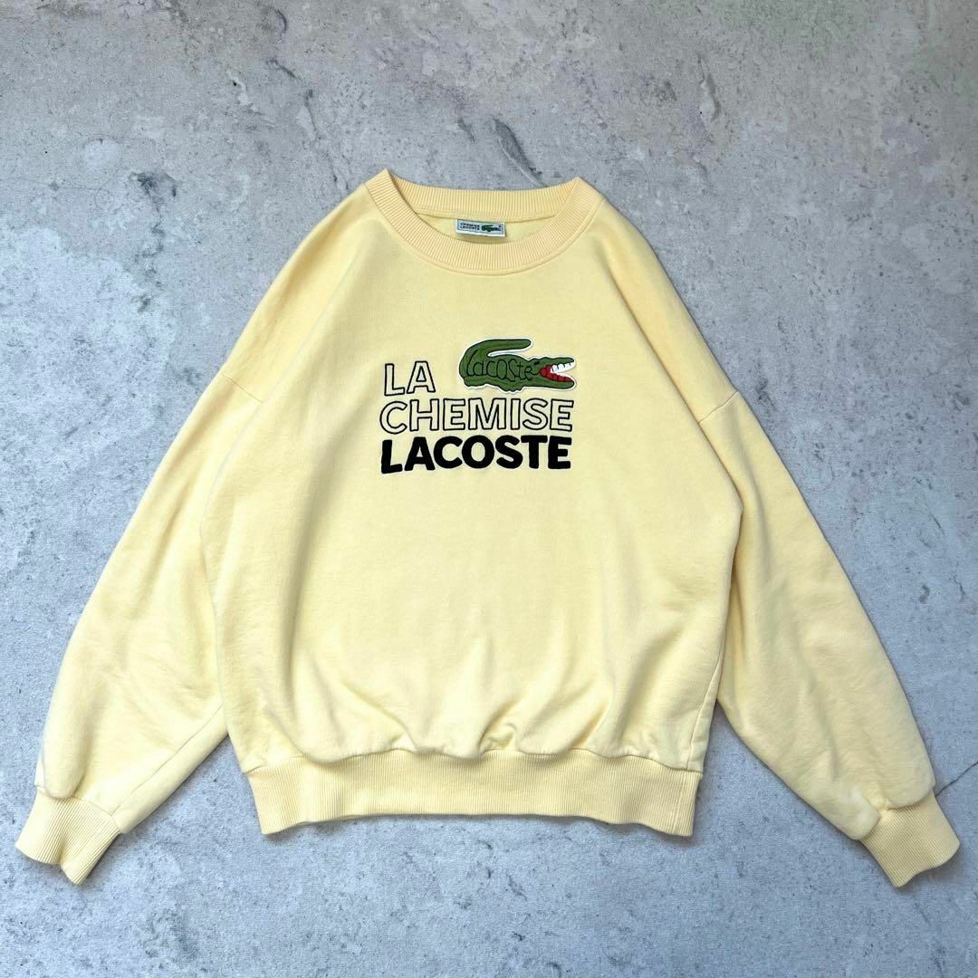 LACOSTE(ラコステ)の【90s オールドラコステ】刺繍ビッグロゴ ドロップショルダー スウェット 黄色 メンズのトップス(スウェット)の商品写真