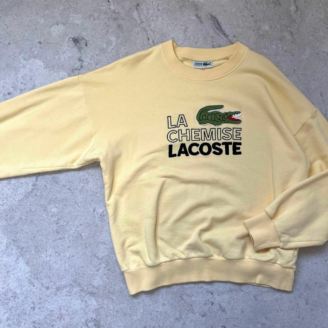 LACOSTE(ラコステ)の【90s オールドラコステ】刺繍ビッグロゴ ドロップショルダー スウェット 黄色 メンズのトップス(スウェット)の商品写真