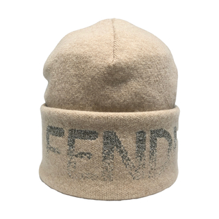 FENDI - 　フェンディ FENDI ロゴニットキャップ FXQ334 ベージュ シルバー ラメ ウール レディース その他ファッション雑貨