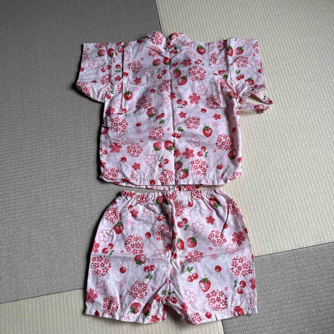 西松屋(ニシマツヤ)の甚平 80 ピンク キッズ/ベビー/マタニティのベビー服(~85cm)(甚平/浴衣)の商品写真