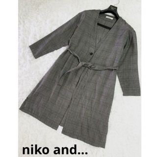 ニコアンド(niko and...)のniko and...ニコアンド 薄手 ノーカラーチェスター リボンベルト付(カーディガン)